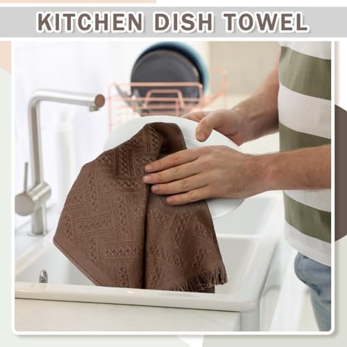 Boho Hand Towels Set of 4 Turkish Cotton 14 x 30 Inch Decorative Absorbent Face Head Towel for Bathroom Kitchen Decor Farmhouse Spa Gym Guest Gift(Beige, Gray, Curry, Pink)