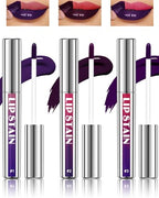 3Pcs Peel Off Lip Stain Tattoo Set, Long Lasting Lip Liner Stain Peel Off Matte Lip Gloss Nude Lipstick, Waterproof Smudge Proof High Pigmented Color Peel Off Lip Stain Tint Women Lip Makeup Gift