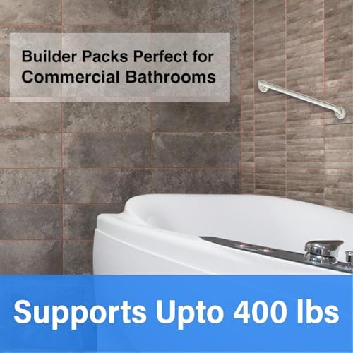 16' Peened Grip Stainless Steel Grab Bars | ADA Safety Bars for Seniors, Handicap, Elderly - Holds Up to 400lbs, For Bathtubs and Showers