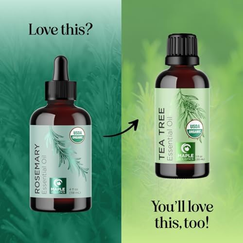 Certified Organic Rosemary Oil for Hair - Extra Large 100% Pure USDA Organic Rosemary Essential Oil for Hair Skin and Nails - Organic Hair Oil for Dry Scalp Treatment and Enhanced Volume and Shine
