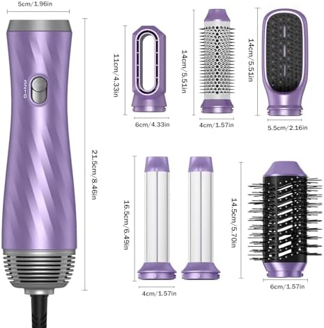 6 in 1 Blow Dryer Brush, Detachable Hair Dryer Brush Air Curler Air Styler Wrap, Curly Twist Hot Air BrushCurling Iron Brush, Blow Dryer Hot Brush Styler Negative Ion, Travel Hair Styling Tool