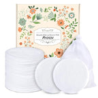 ProCIV Reusable Makeup Remover Pads - 16 Packs Washable Organic Reusable Cotton Rounds for All Skin Types & Toner with Laundry Bag, Zero Waste Reusable Cotton Pads for Face for Woman Gift (White)