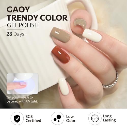 GAOY 23 Pcs Gel Nail Polish Kit, White Blue Brown Colors All Seasons Gel Nail Polish Set with Glossy & Matte Top Coat and Base Coat for Nail Art DIY Gel Nail Kit