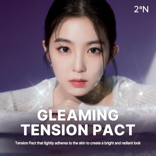 2aN Gleaming Tension Cushion Foundation Pact, Korean Cushion Foundation Makeup, Lightweight & Buildable Coverage with Ceramides and Centella Asiatica (#27 Soft Amber, 0.45 oz)