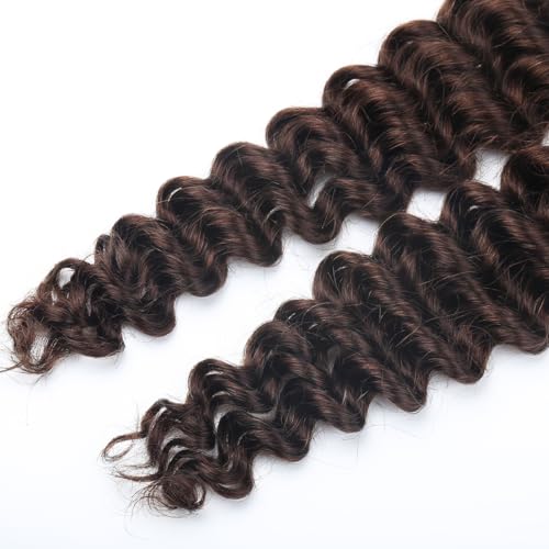 Human Braiding Hair for Boho Braids Deep Water Wave Curly Bulk Human Hair for Braiding Brazilian Virgin Human Hair for Micro Braiding Wet and Wavy Human Braiding Hair 100g 20inch Chocolate Brown
