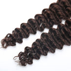 Human Braiding Hair for Boho Braids Deep Water Wave Curly Bulk Human Hair for Braiding Brazilian Virgin Human Hair for Micro Braiding Wet and Wavy Human Braiding Hair 100g 20inch Chocolate Brown