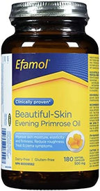 Efamol - Beautiful-Skin Evening Primrose Oil, clinically proven to improve skin moisture, elasticity and firmness, wrinkles and dull skin, naturally rich in GLA - 500 mg 180 Softgel Capsules