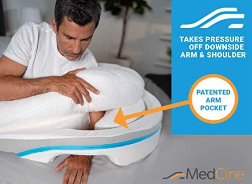 MedCline Shoulder Relief System, Bed Wedge Pillow for Shoulder Pain Relief with Therapeutic Body Pillow, Insert, and Covers, Inclined Sleep Position with Arm Pocket, Large for 5'10" and Above