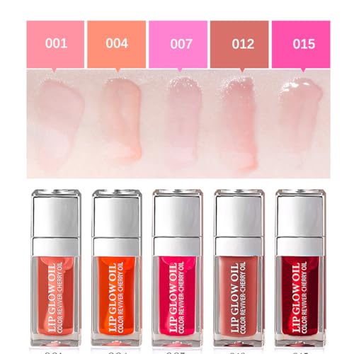 2 Colors Hydrating Plumping Lip Glow Oil,Moisturizing Lip Oil Gloss Transparent Glossy Lip Gloss Primer Lip Tint for Lip Care and Dry Lip by Aaiffey (001#+007#)