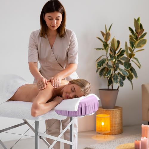 Macarrie 24 Pcs Face Cradle Covers for Massage Table Microfiber Reusable Soft Thicker Massage Table Head Rest Covers Bulk Oil Proof Headrest Cradle Sheets for Spa Beauty Salons(Purple)