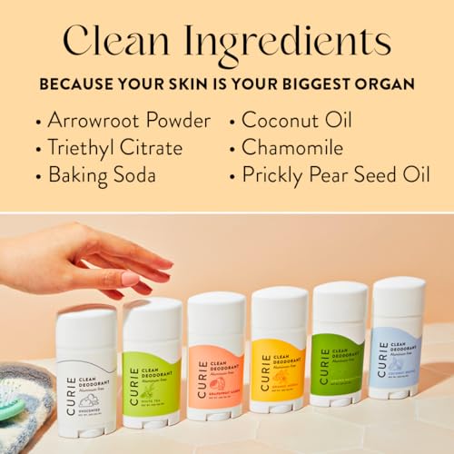 Curie Natural Deodorant for Women - Orange Neroli 2oz Stick - Aluminum Free Deodorant, Paraben Free, Cruelty Free, Non-Toxic