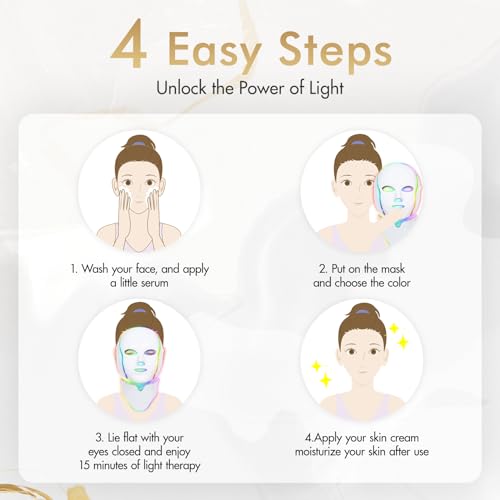 Red Light Therapy for face, 7 Colors LED Face Mask Light Therapy, Led Face Mask Light Therapy At Home, Blue Red Light Therapy Mask for Face