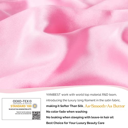 YANIBEST Silk Bonnet for Sleeping Women Braid Bonnet for Long Hair with Tie Band Satin Bonnet for Braids Hair Sleeping Cap Gifts for Women Pink