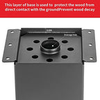 6x6 Post Base 4 Pcs, (Inner Size 5.6x5.6) Post Brackets Kit, Heavy Duty Black Metal Powder-Coated Post Anchor Outdoor Framing Module Fit for Support Deck Base Plate Pergola Brackets Fence Kit……