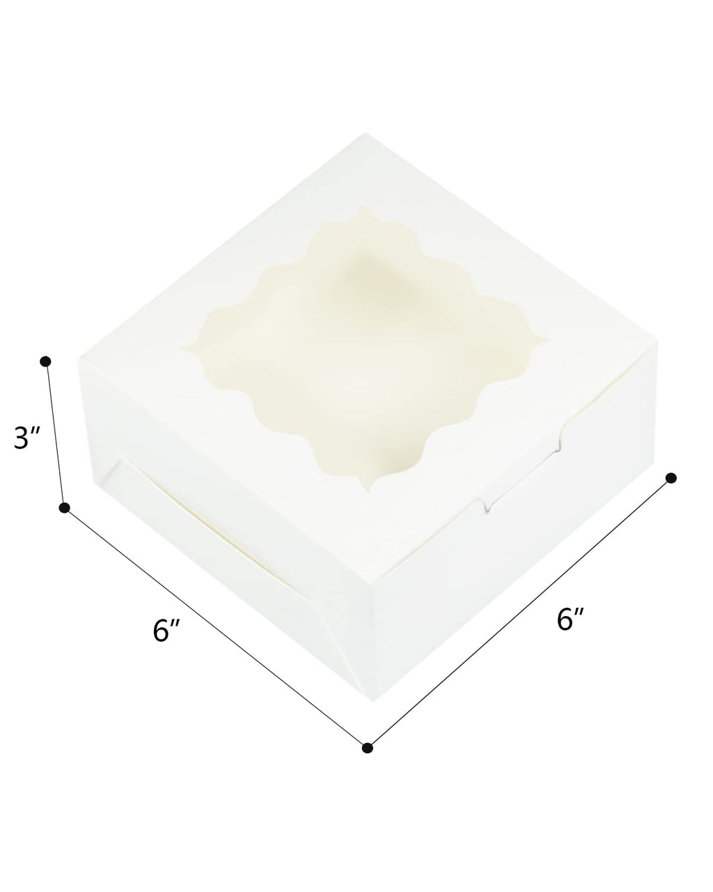 Bakepacker White 30-Packs Bakery Boxes with Window 6x6x3 inches Thick & Sturdy Macaroon Pastry Boxes Cookie Boxes for Bakerys