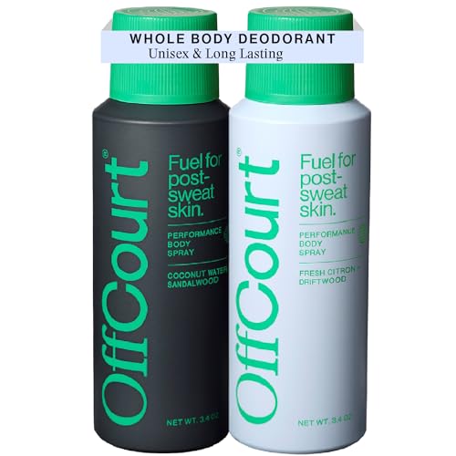 OffCourt - Natural Deodorant Body Spray for Men and Women - Aluminum Free - Whole Body Deodorant for Women and Men - Multi-Scent Pack with Citrus and Sandalwood, 3.4 Ounce (Pack of 2)