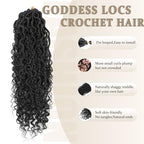 Goddess Locs Crochet Hair 18inch,9 Pakcs Boho Locs Crochet Hair,Faux Locs Crochet Hair for Black Women,Soft Locs With Curly Ends Pre Looped Crochet Braids(18inch(pack of 9),1B#)