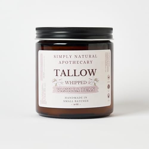Tallow Balm - Whipped & Handmade - Moisturizing Face and Body Cream/Butter -Unscented - Hydrating - Vitamins A, D, E, K - Sensitive & Dry Skin - Grass Fed Cows, 16 ounce (Warm Vanilla)