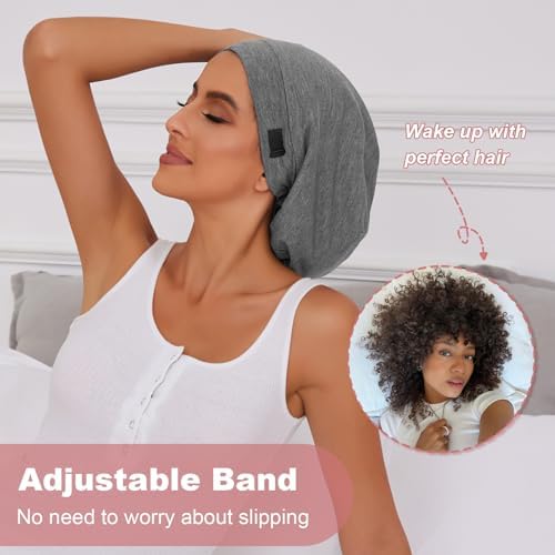 Silk Bonnet for Sleeping Women, Adjustable Silky Satin Lined Sleep Cap, Silk Hair Wrap for Sleep Night Cap