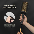 2 in 1 Ceramic Round Brush for Blow Drying,Thermal Ceramic Brush for Hair Styling, Anti-static Brush, Enhance Texture Volume, for Women & Men,with 4 Hair Clips (2.1 Inch& 1.3 Inch)