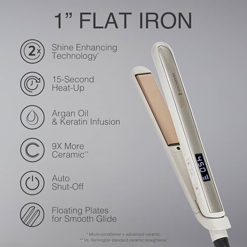 Remington Shine Therapy Argan Oil & Keratin Infused 1 Inch Hair Straightener/Flat Iron