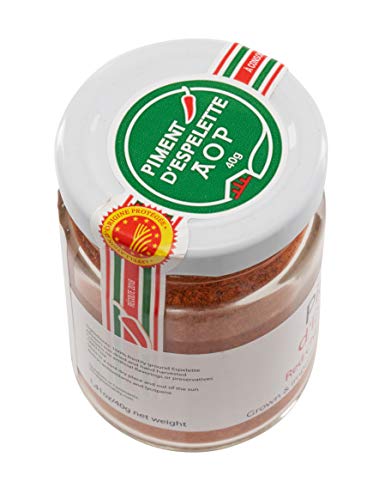 Gourmanity Piment d'Espelette-Red Chili Pepper Powder| 1.41Oz Jar| Gorria Variety, Chili Seasoning-Spice| AOC Classified , Non-GMO, From France| For Chili Con Carne, Chipotle, Mexican/ Thai/ Indian Food & More