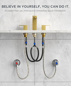 FORIOUS Square Gold Bathroom Faucet Widespread 8 Inch, 2 Handle Brushed Gold Bathroom Sink Faucet 3 Hole with Metal Drain, 24" CUPC Supply Lines and Spare Aerator, Vanity Sink Remodel