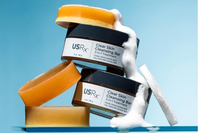Urban Skin Rx® Clear Skin 3-in-1 Daily Treatment Cleansing Bar, Exfoliator + Clarifying Mask, Reduces Excess Oil, Clears Clogged Pores, Improves Appearance of Blemishes & Prevents Breakouts, 3.7 Oz