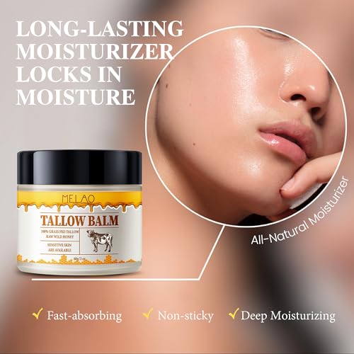 Pulchra Beef Tallow and Honey Balm for Skin: Premium Tallow Honey Skin Balm - Grass-Fed Beef Tallow & Raw Wild Honey Blend - All-Natural Moisturizer for Face & Body, Tallow Balm for Skin Hydration