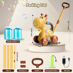 Automatic Bubble Machine Toddler Toys: Giraffe Bubble Lawn Mover Outdoor Toy for 1 2 3 4 5 Year Old Boy Girl - Push or Handheld Bubble Maker Blower for Age 1-3 Kids Birthday Gifts