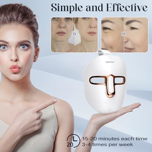 Led Face Mask Light Therapy, 7-1 Colors LED Facial Skin Care Mask, Red Light Therapy Mask for Face, Gold