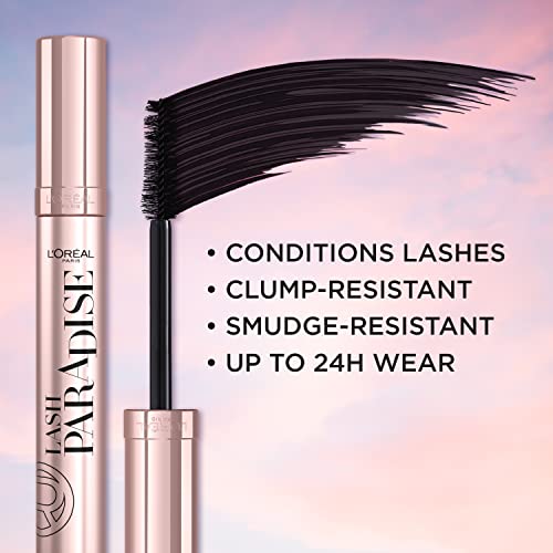 L’Oréal Paris Makeup Lash Paradise Mascara, Voluptuous Volume, Intense Length, Feathery Soft Full Lashes, No Flaking, No Smudging, No Clumping, Black, 0.25 Fl Oz (Pack of 1) Packaging May Vary