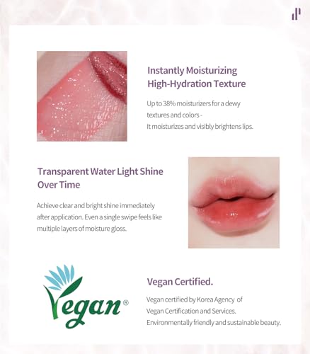 Heart Percent Dote On Mood Pure Glow Tint, Watery & Lightweight Moisturizing Lip Stain Long Lasting Liquid Lipstick 6.8g, #11. Just Coral