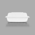 KARAT EARTH Clamshell Take Out Food Containers [8"x8" - 200 ct] To Go Containers | Microwavable, Freezer Safe, Soak-Resistant, Durable, Stackable | Vented for Hot/Cold Foods, White