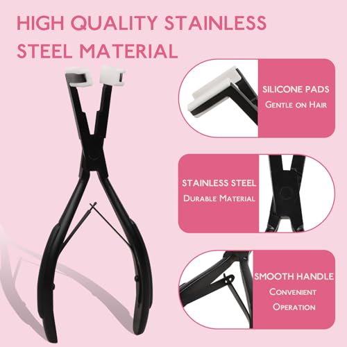 WENNALIFE Tape in Pliers Tape in Extension Tool, Tape in Clamp Tools for Hair Extension Pliers Tape in Hair Extensions Tools Kit Professional Flat Surface Sealing Clamp Tape in Tools for Hair, Black