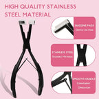 WENNALIFE Tape in Pliers Tape in Extension Tool, Tape in Clamp Tools for Hair Extension Pliers Tape in Hair Extensions Tools Kit Professional Flat Surface Sealing Clamp Tape in Tools for Hair, Black