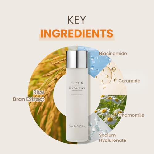 TIRTIR Daily Hydration Set - Milk Skin Toner + SOS Serum, Rice Bran Extract, Chamomile, Radiant Glow | Fragrance Free, Mineral Oil Free, Fungal Acne Safe…