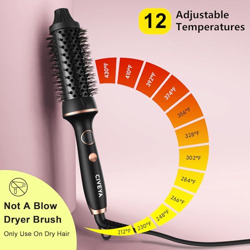 Thermal Brush for Blowout Look, 1 1/2 Inch Heated Round Brush Styler, Negative Ion Thermal Round Brush Curling Iron