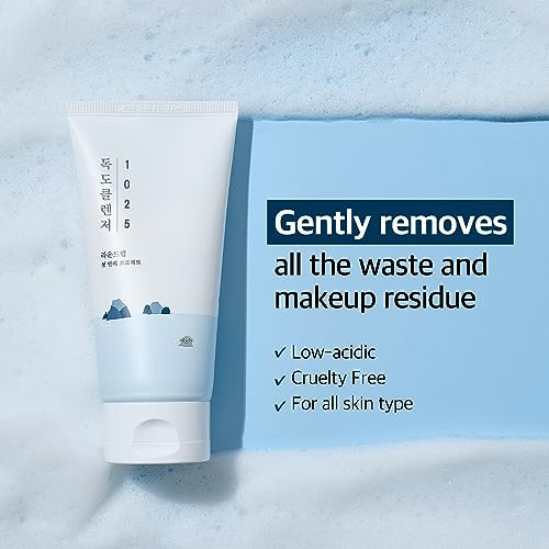 ROUND LAB 1025 Dokdo Cleanser 5.07 Fl Oz, Low pH Facial Cleanser for Sensitive Skin, Rich Soft Bubbles for Deep Cleansing and Makeup Removal, Hydrating Face Wash with Deep Sea Water, Korean Skin Care