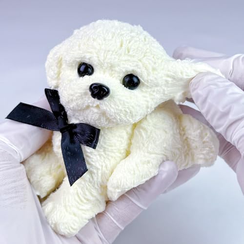 Handmade Big Taba Squishy Dog Toy, Taba Squishy Teddy Dog Toy, Cute Squishy Poodle,Realistic Puppy Toy, Silicone Mochi Fidget Pup, Stress Relief Gift for Adults & Kids (White - XL)