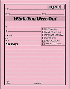 Adams While You Were Out Pads, 4.25 x 5.5 Inches, Pink, 50 Sheets per Pad, 12 Pads per Pack (9711D)