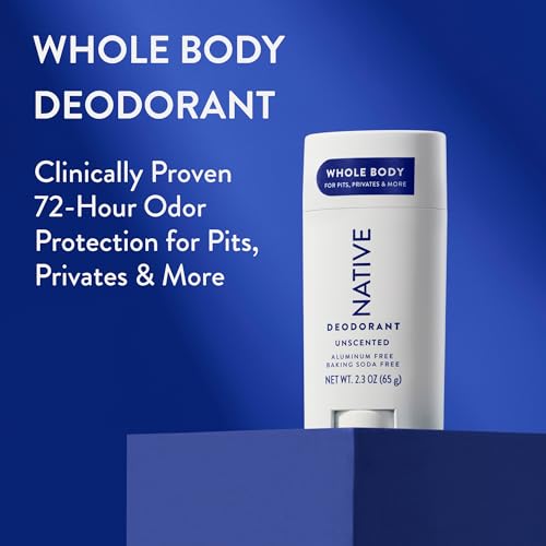 Native Whole Body Deodorant Stick Contains Naturally Derived Ingredients, Deodorant for Men and Women | 72 Hour Odor Protection, Aluminum Free with Coconut Oil and Shea Butter | Unscented