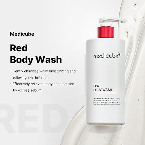 medicube Red Acne Body Wash 14.52 Fl.oz I Low pH and Hydrating Cleanser with Salicylic Acid, Lactic Acid, Niacinamide and Hyaluronic Acid Suitable for Bacne Treatment | Korean Skin Care