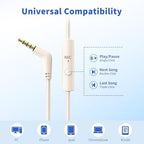 Headphones Wired with Microphone, Over Ear Foldable 3.5mm Plug in Headphones Corded with 4.9ft Tangle-Free Nylon Cord for Tablet, Laptop, MP3/4, School, Airplane Travel (Beige)