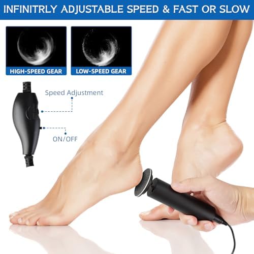 Electric Foot Filer-Electric Foot Callus Remover, Callus Remover for Feet, Dermave Electric Foot Callus Remover, 60pcs Snding Discs Dead Cracked Skin Calluses for Men/Women (Black)