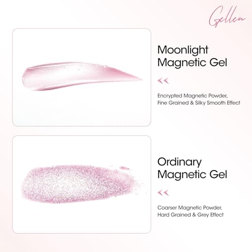 Gellen Cat Eye Gel Nail Polish 18ml, Moonlight High Gloss Gel Polish with Magnet, Silk Smoothie Holographic Gel Polish, Ceramic Cateye Magnetic Soak Off UV Gel Polish, Nail Art Manicure Salon
