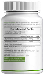Deal Supplement Magnesium Glycinate 500mg, 480 Veggie Capsules | 100% Chelated for Easy Absorption | Essential Mineral Supplement | Non-GMO, Gluten-Free