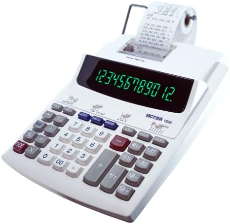 Victor 1226 Thermal Printing Calculator, 12-Digit Display, 8.0 LPS Printing Speed, Off-White