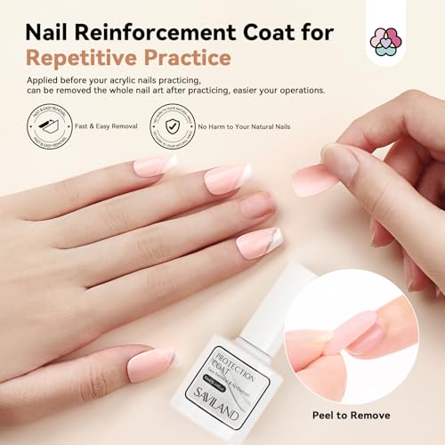 SAVILAND Acrylic Nail Kit with Essential Oils: 6 Colors Acrylic Powder and Acrylic Liquid with Practice Mat Acrylic Nail Set for beginners with Everything for Starter DIY Home Nails Art