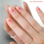 Semi Cured Gel Nail Strips | Sun Cured Gel Nail Wraps No LED Lamp Needed Easy Apply & Remove | Includes 28 strips, 1 Prep Pad, 1 Nail File & 1 Wooden Stick - Hey, Make Me Blush